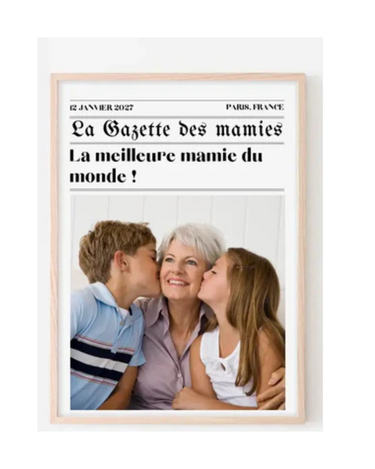 Affiche "La Gazette des Mamies" – Cadeau Rétro et Personnalisé pour Grand-Mère 📰💖