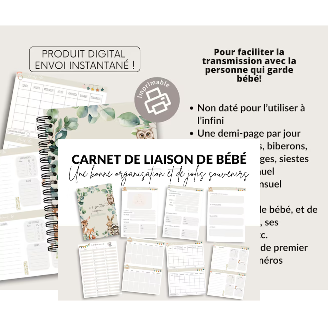 Carnet de Liaison Bébé pour la Garderie | Carnet Crèche à Imprimer