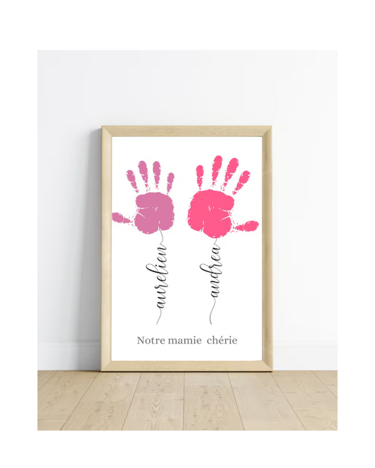 Affiche "Mamie Personnalisée - Empreinte de Mains et Prénoms des Petits-Enfants" 🖐️💖