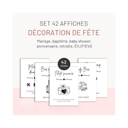 Pack de 42 Affiches de Décoration pour Événements - Idéal pour Décorer avec Style | Téléchargement Numérique Instantané