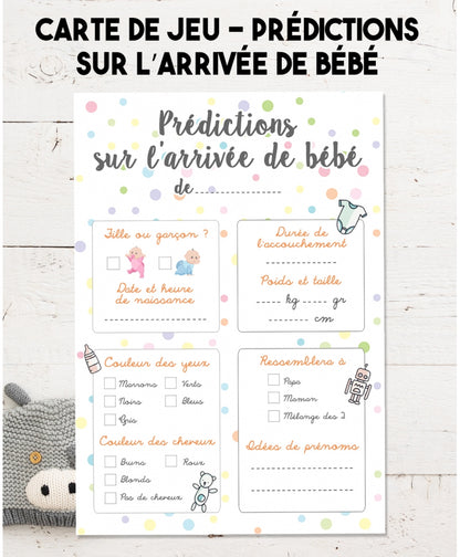 Carte de Jeu Prédictions sur l'Arrivée de Bébé - Baby Shower