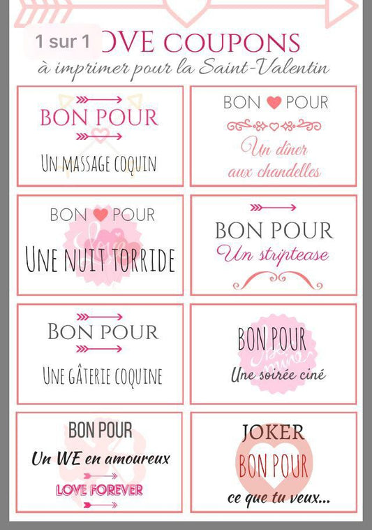 💖 Bons pour Amoureux : 50 Idées de Bons à Imprimer - Cadeau Original et Personnalisé ! 💖