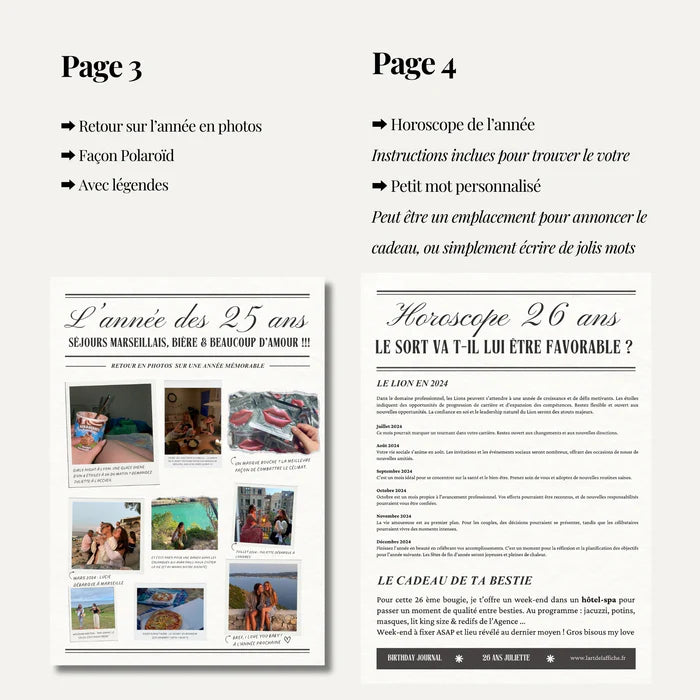 Journal d'Anniversaire Version Bestie | 4 pages | Modèle Canva à personnaliser