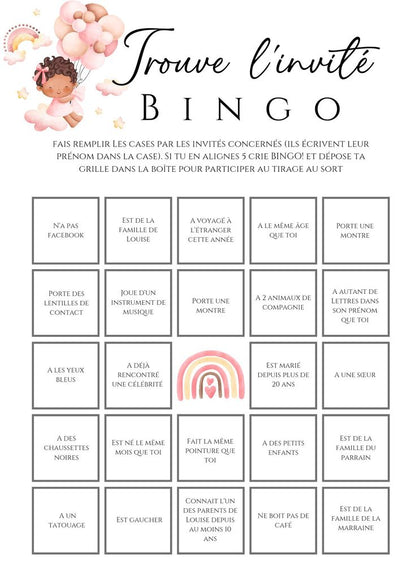 🎉 Jeu de Bingo – L'Animation Parfaite pour Briser la Glace et Amuser Vos Invités ! 🎉