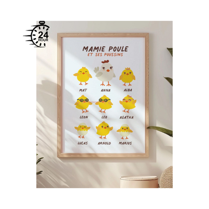 Affiche "Famille Poule Personnalisée" 🐔💖👶