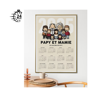 Affiche "Calendrier 2025 Famille Figurine Personnalisé" 🎉👨‍👩‍👧‍👦