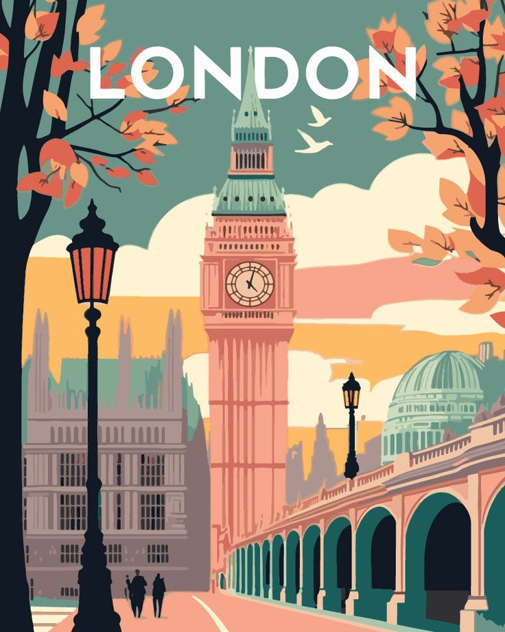 Affiche Vintage Londres 2 - 50x65cm - Fichier Numérique