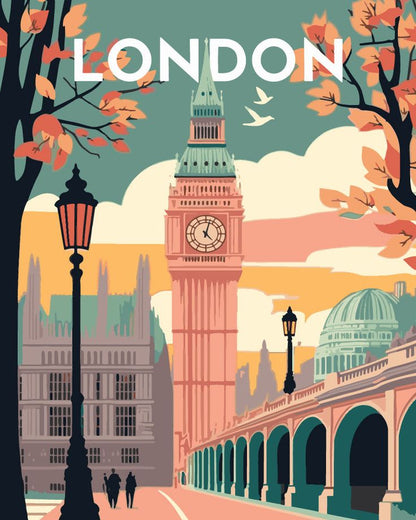 Affiche Vintage Londres 2 - 50x65cm - Fichier Numérique