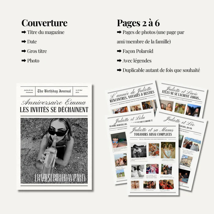 Journal d'Anniversaire Version ULTIME | Personnalisez le journal à plusieurs | 10 pages