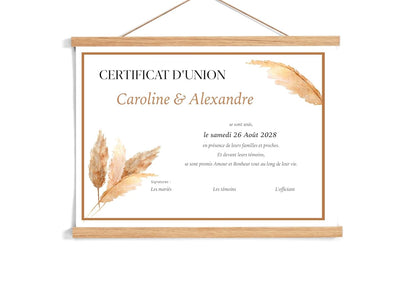 Certificat d'Union ou de Mariage -