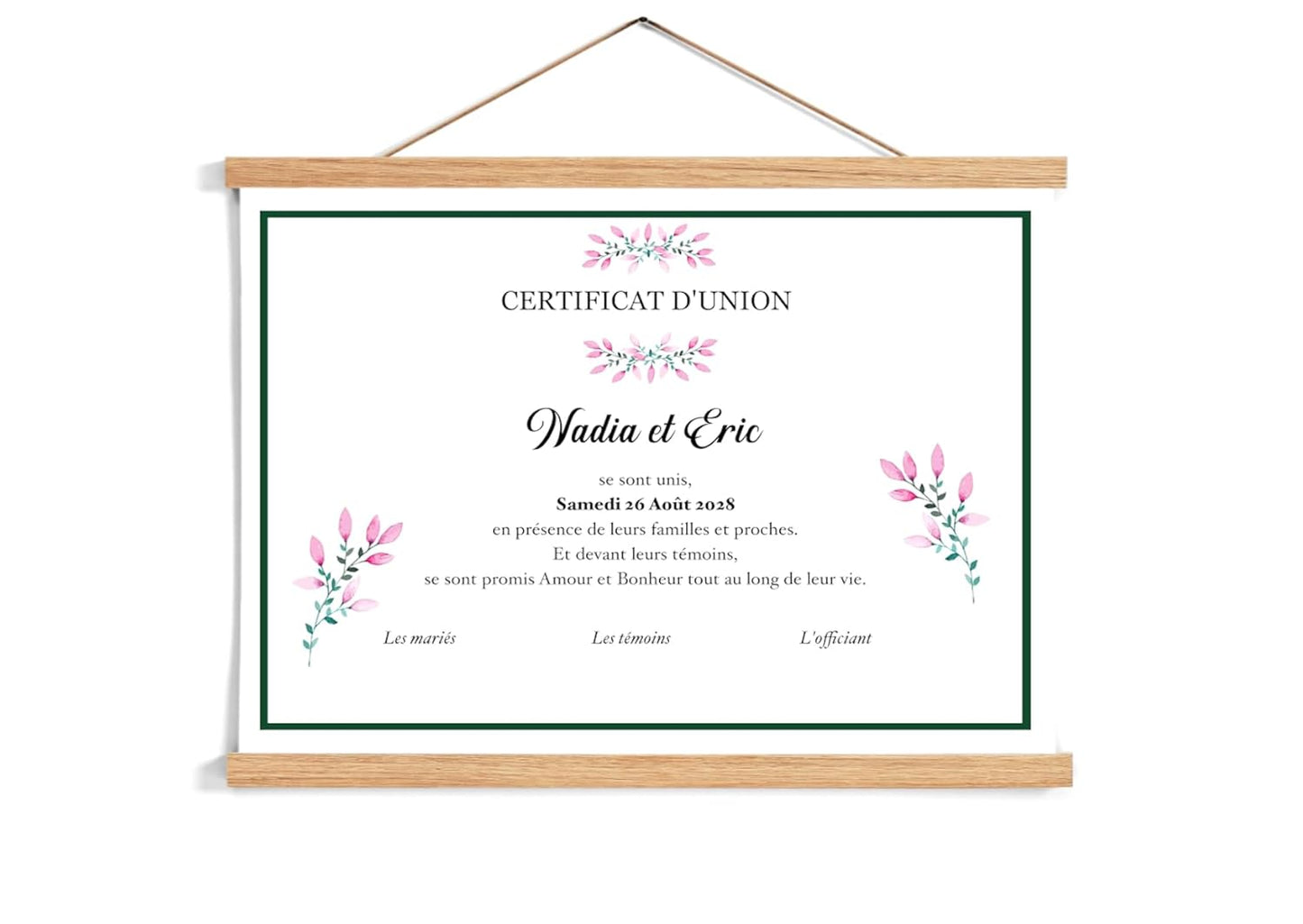 Certificat d'Union ou de Mariage -