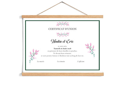 Certificat d'Union ou de Mariage -