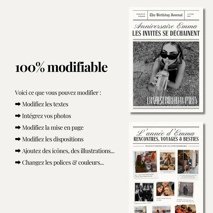 Journal d'Anniversaire Version ULTIME | Personnalisez le journal à plusieurs | 10 pages