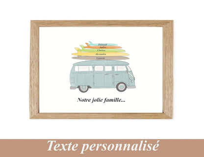 Affiche Personnalisée "Famille Combi et Surf" 🌊🏄‍♀️