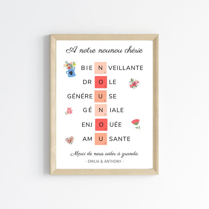 Affiche Personnalisée Nounou Chérie – Le Cadeau Idéal pour Honorer une Super Nounou ! ❤️