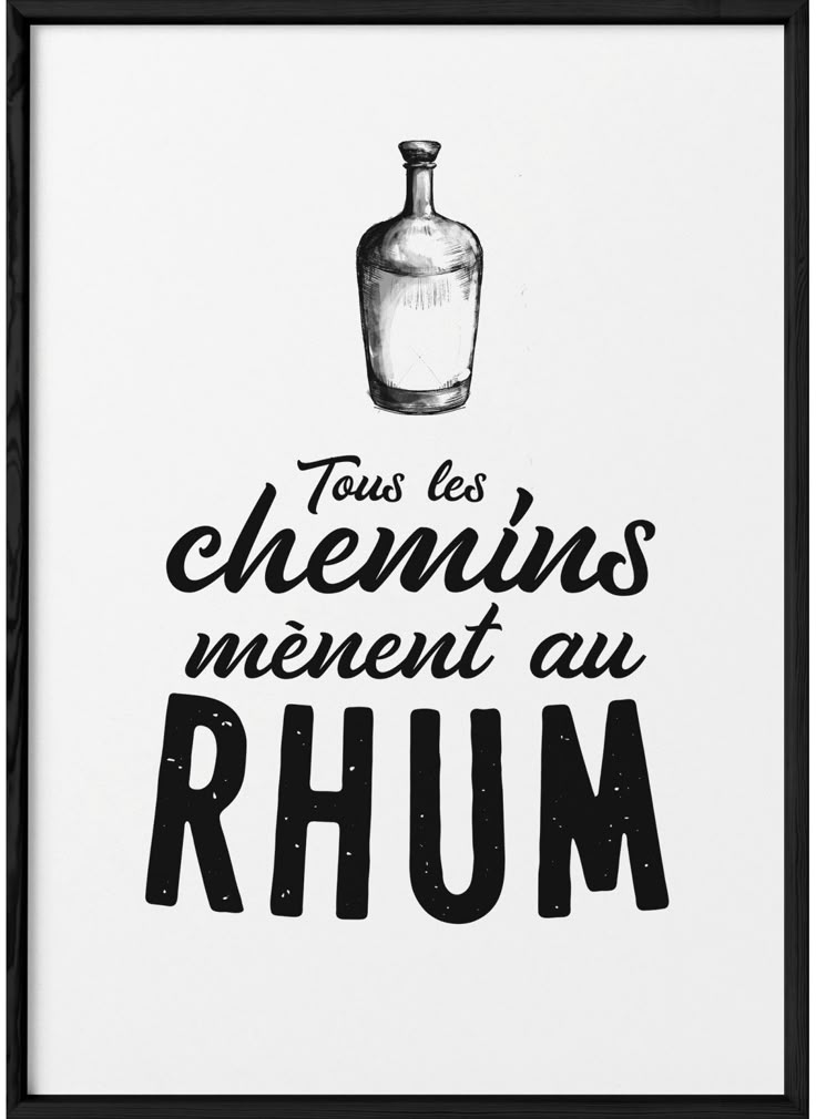 Affiche Décorative "Tous les chemins mènent au rhum" - Fichier Numérique