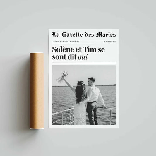 Affiche personnalisée Couple - Couverture de Journal Rétro Personnalisé