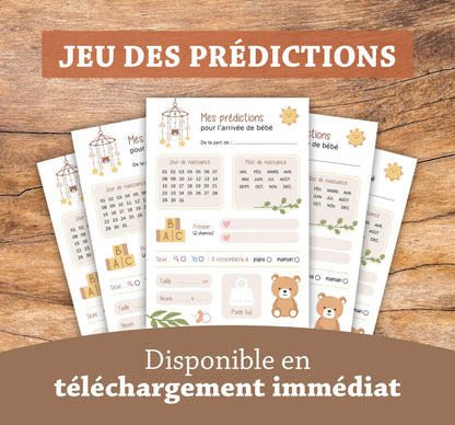 Jeu des Prédictions à Imprimer Baby Shower Gender Reveal