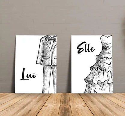 Jeu Mariage "Elle et Lui" – Pancartes à Imprimer 💍