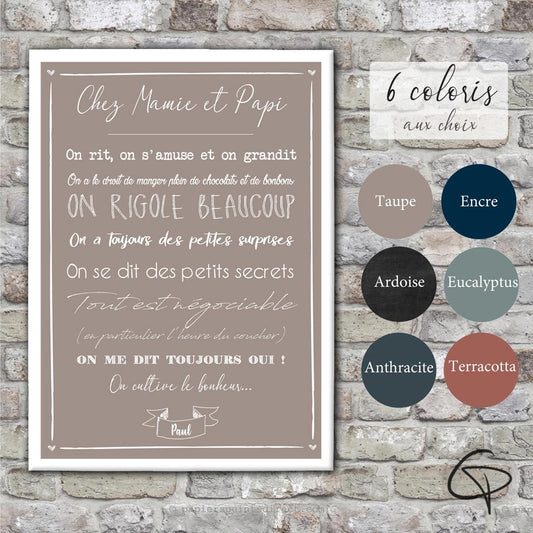 Affiche "Chez Mamie et Papi" - À Imprimer Personnalisable 🏡💖