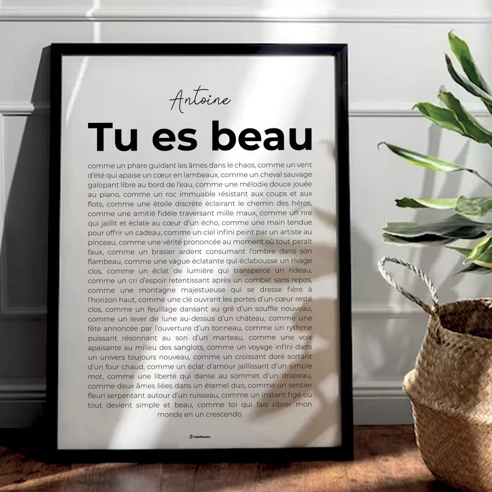 💫 Créez une Affiche "Tu es Beau" Personnalisée ! 💫