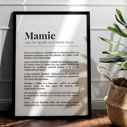 💖 Offrez une Affiche "Définition Mamie" Personnalisée ! 💖