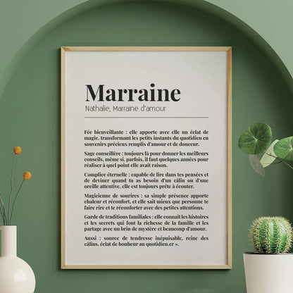 💖 Offrez une Affiche "Définition Marraine" Personnalisée ! 💖