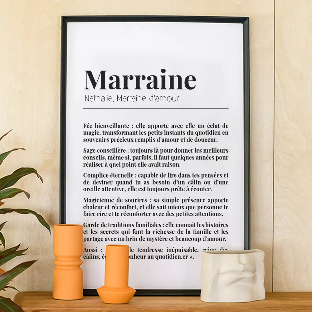 💖 Offrez une Affiche "Définition Marraine" Personnalisée ! 💖