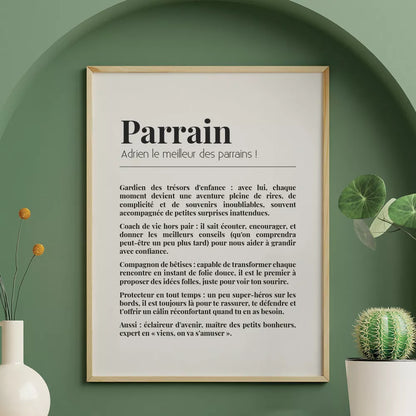 💙 Offrez une Affiche "Définition Parrain" Personnalisée ! 💙