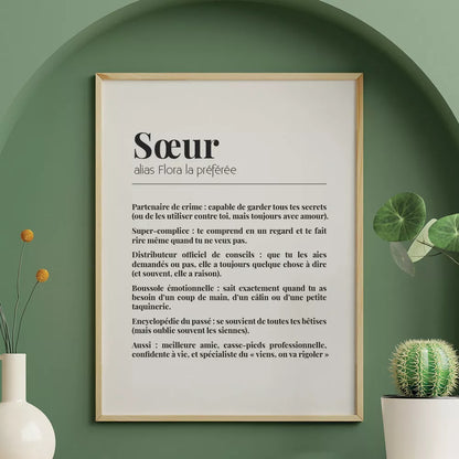 💖 Créez une Affiche "Définition Sœur" Personnalisée ! 💖