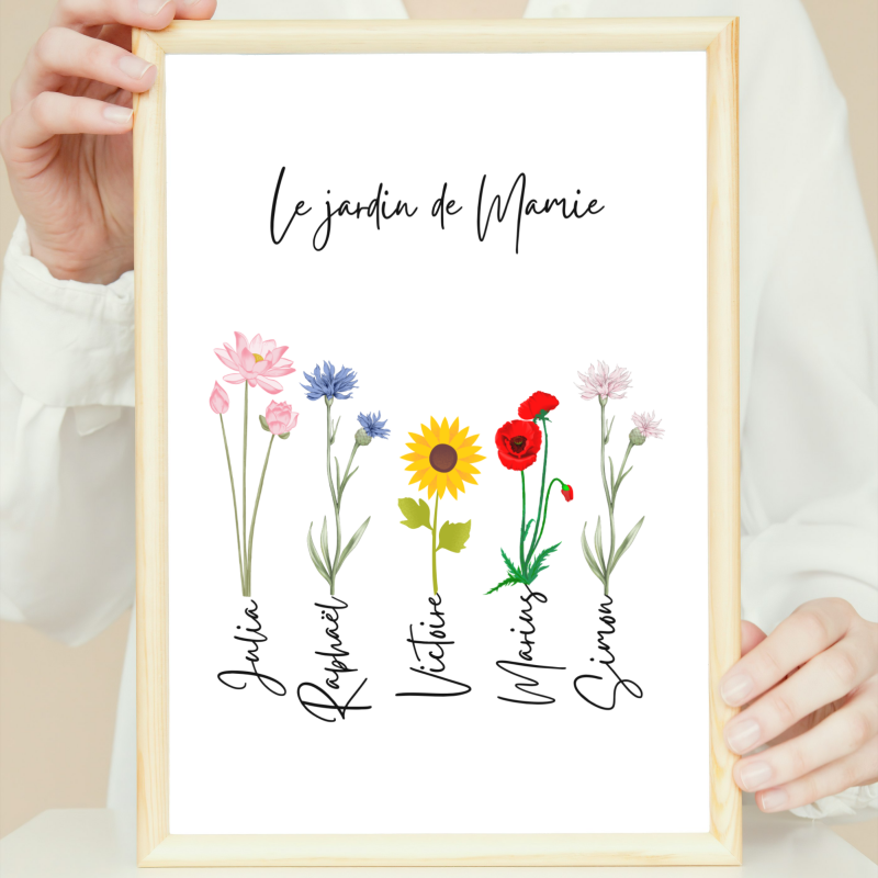 Affiche Numérique Personnalisée "Le Jardin de Mamie" – Un Cadeau Unique pour Mamie