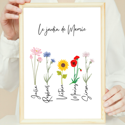 Affiche Numérique Personnalisée "Le Jardin de Mamie" – Un Cadeau Unique pour Mamie