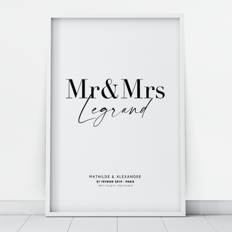 Affiche Numérique Personnalisée "Mr & Mrs"