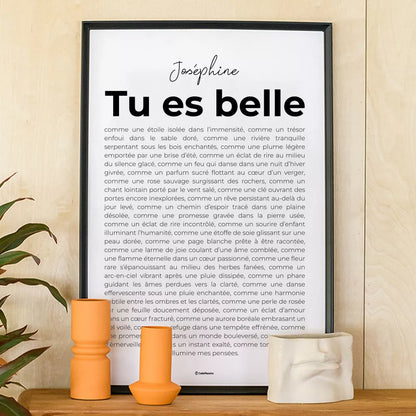 🌸 Créez une Affiche "Tu es Belle" Personnalisée ! 🌸