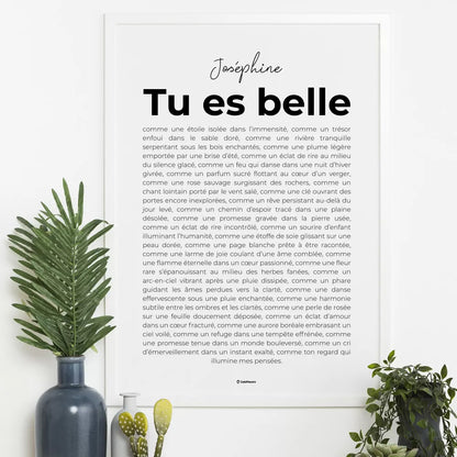 🌸 Créez une Affiche "Tu es Belle" Personnalisée ! 🌸