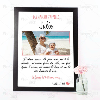 Affiche Personnalisée Maman, Grand-Mère, Tata – 3 Couleurs 💖🌸👵