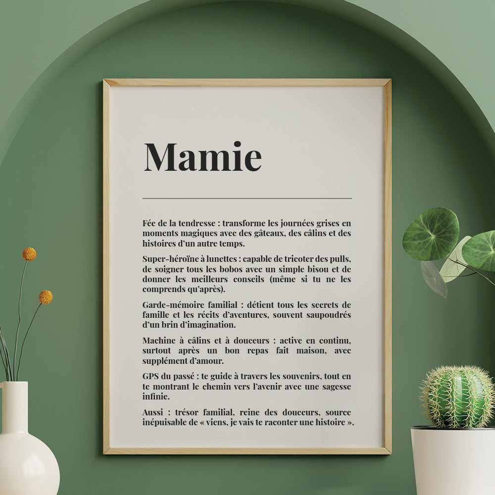 💖 Offrez une Affiche "Définition Mamie" Personnalisée ! 💖