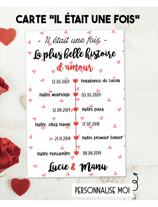 Carte Numérique "Il était une fois" pour les Amoureux – Personnalisable