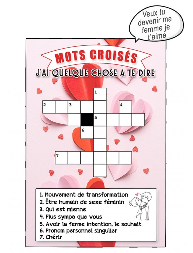 Carte Mots Croisés spécial Amour