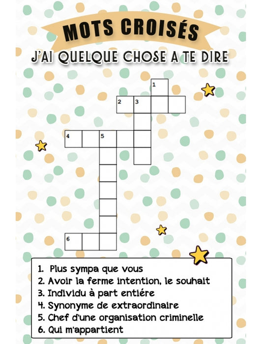 Carte Mots Croisés pour Annonce ou Demande Originale de Grossesse