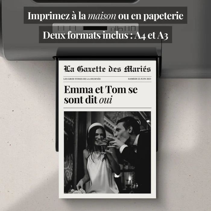 Gazette des mariés | 4 pages | Modèle à personnaliser