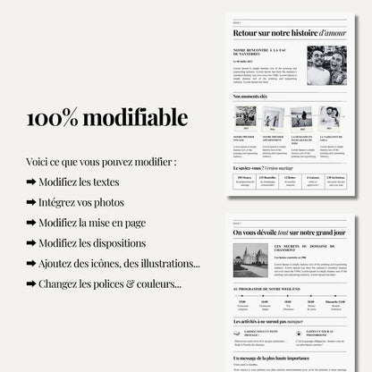 Gazette des mariés | 4 pages | Modèle à personnaliser