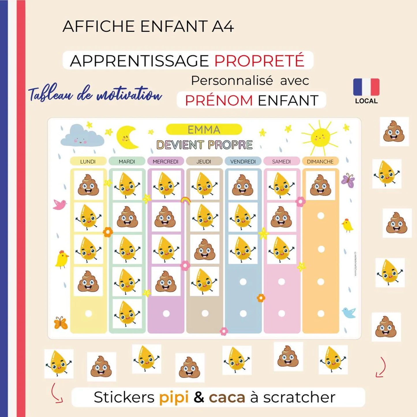 🚽 Tableau Apprentissage de la Propreté pour Enfant 🌟