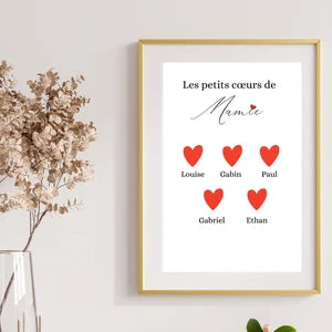 Affiche Mamie et ses amours - Cadeau personnalisé pour une grand-mère jusqu'à 12 petits-enfants 💖