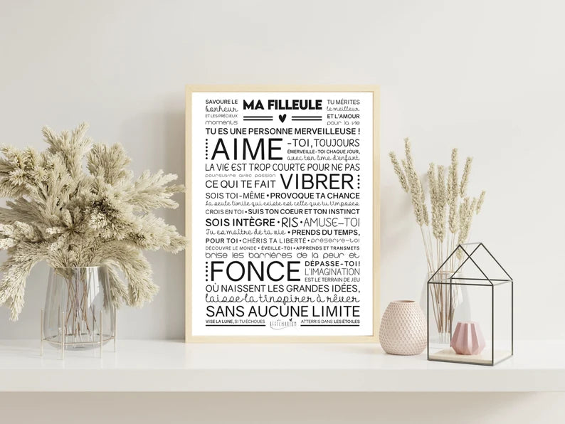 Affiche MA ou MON FILLEUL(E) | Cadeau Inspirant et Motivant pour Filleul(e)