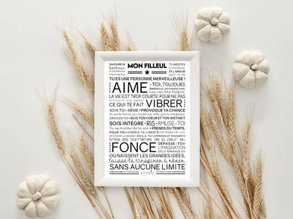 Affiche MA ou MON FILLEUL(E) | Cadeau Inspirant et Motivant pour Filleul(e)