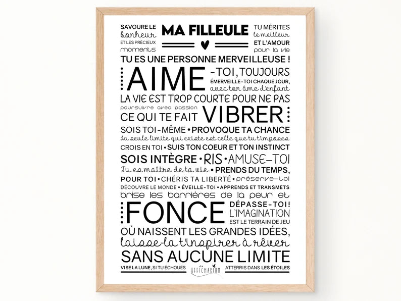 Affiche MA ou MON FILLEUL(E) | Cadeau Inspirant et Motivant pour Filleul(e)