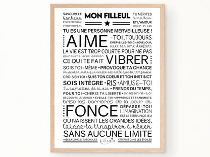 Affiche MA ou MON FILLEUL(E) | Cadeau Inspirant et Motivant pour Filleul(e)