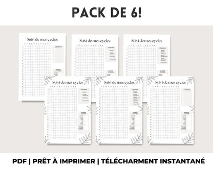 Suivi de Cycles et Règles | Période Tracker à Imprimer | Envoi Instantané | PDF en Français