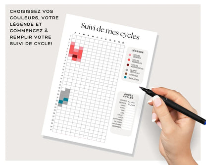 Suivi de Cycles et Règles | Période Tracker à Imprimer | Envoi Instantané | PDF en Français